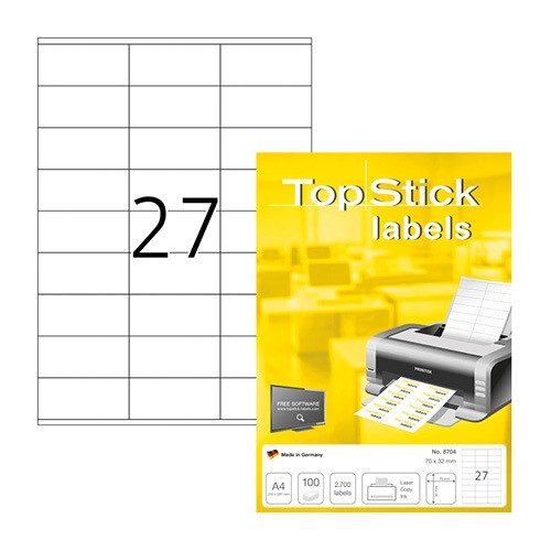 Etikett címke Topstick 70x32 mm szegéllyel 100 ív 2700 db/doboz