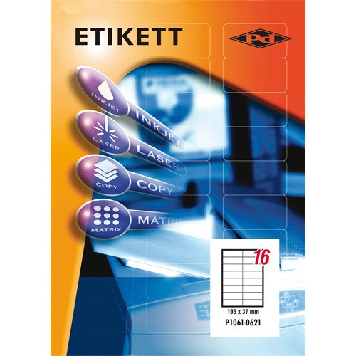 Etikett címke pd 105x37 mm szegély nélküli 100 ív 1600 db/doboz