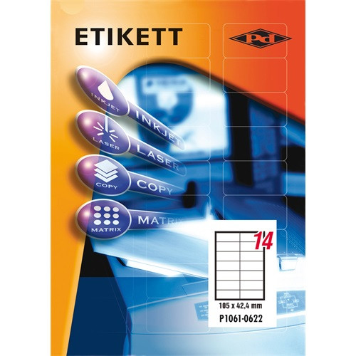 Etikett címke pd 105x42.4 mm szegély nélküli 100 ív 1400 db/doboz