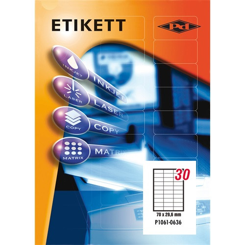 Etikett címke pd 70x29.6 mm szegély nélküli 100 ív 3000 db/doboz