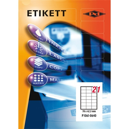 Etikett címke pd 70x42.3 mm szegély nélküli 100 ív 2100 db/doboz