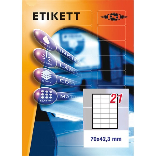 Etikett címke pd 70x42.3 mm szegély nélküli 10 ív 210 db/csomag