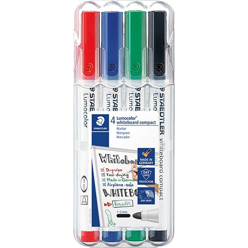 Táblamarker Staedtler Lumocolor Compact kerek 4 db-os klt. (piros, kék, zöld, fekete)