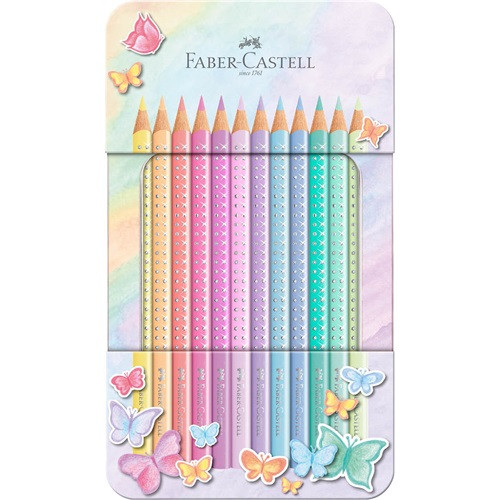 Színes ceruza Faber-Castell Sparkle 12db-os klt pasztell fém dobozban