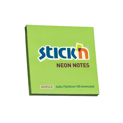 Öntapadó jegyzettömb STICK'N 76x76mm neon zöld 100 lap