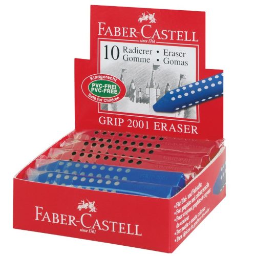 Radír FABER-CASTELL Grip 2001 háromszögletű 90x15x15mm piros/kék