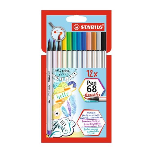 Ecsetfilc STABILO Pen 68 Brush 12 db-os készlet