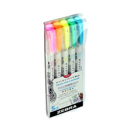 Ecsetfilc kétvégű ZEBRA Mildliner Fluorescent 5 darabos