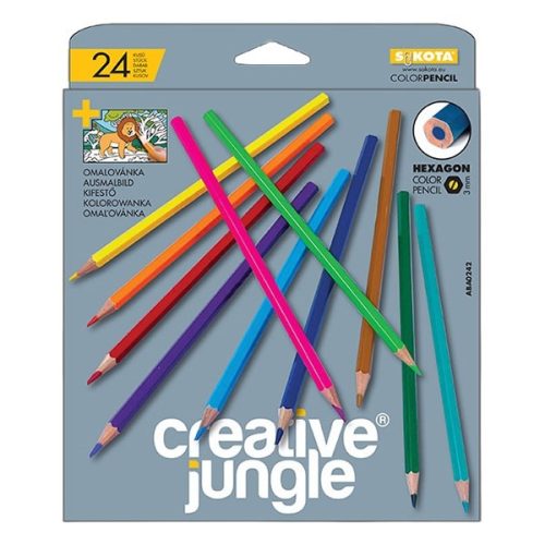 Színes ceruza CREATIVE JUNGLE grey háromszögletű 24 db/készlet