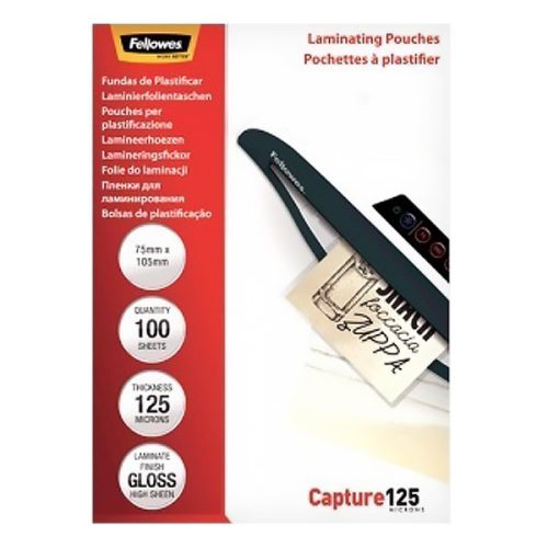 Lamináló fólia FELLOWES 75x105 mm 125 mikron fényes 100/csom