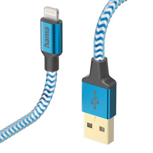 Adatkábel HAMA Reflective USB 2.0/Lightning 1,5m kék