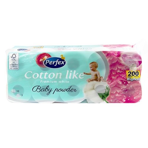 Toalettpapír PERFEX Cotton Like 3 rétegű 10 tekercses baby powder perfume