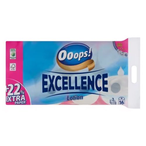 Toalettpapír OOOPS! Excellence 3 rétegű 16 tekercses Lotion