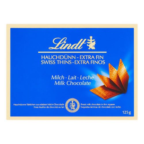 Csokoládé LINDT Thins Milk tejcsokoládé lapocskák 125g