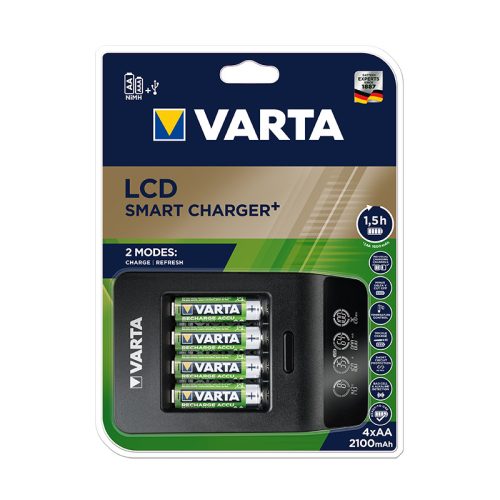 Akkumulátor töltő VARTA LCD Smart + 4 db AA 2100 mAh