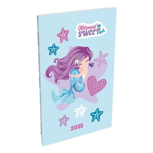 Zsebnaptár LIZZY CARD Mermaid Sweet A/6 heti papírborítós 2025.