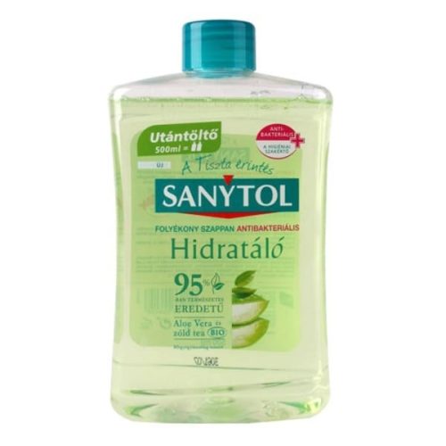 Folyékony szappan utántöltő SANYTOL zöld tea és aloe vera 500ml