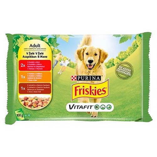 Állateledel alutasakos PURINA Friskies Adult kutyáknak multipack aszpikos 4x100g