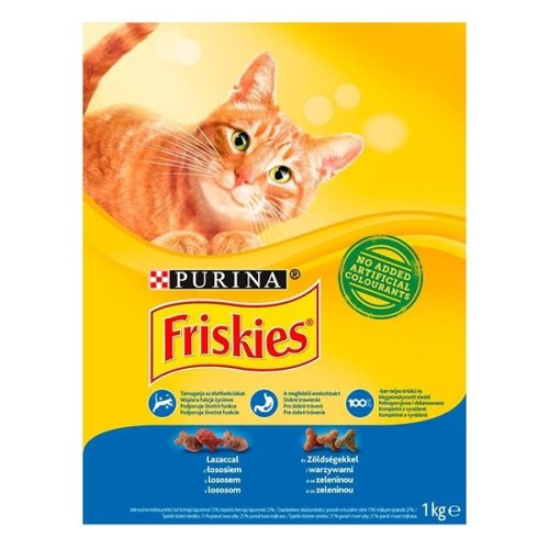 Állateledel száraz PURINA Friskies macskáknak lazaccal és zöldséggel 1kg