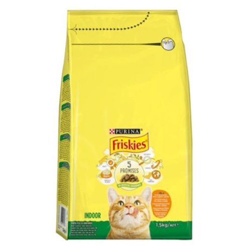 Állateledel száraz PURINA Friskies Indoor macskáknak csirkével és zöldséggel 1,5kg